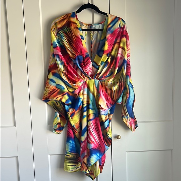 Cosel Marble Colorful Draped Dress | 42 /US - Picture 3 of 5